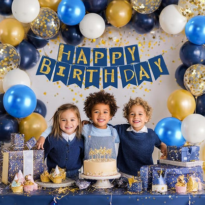 Navy Blue and Gold Confetti Balloons - Image 5