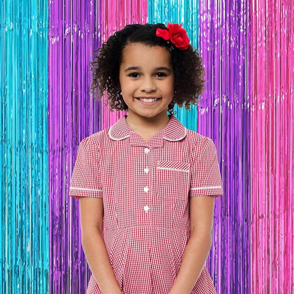 Voircoloria Blue Purple Pink Fringe Backdrop Curtains, 2 Pack | Tinsel Streamers - Image 5