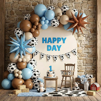 Biapian Cow Print Balloons, 12 Inch Light Blue Brown Cow Balloons Sand White - Image 5