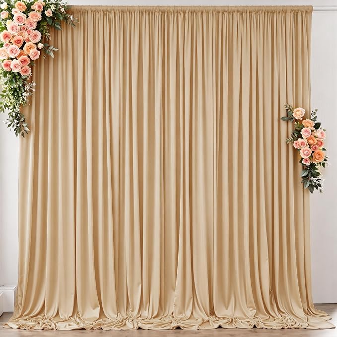 10 ft x 10 ft Wrinkle Free Champagne Backdrop Curtain - Image 5