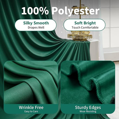 20×14 ft Hunter Green Wrinkle Free Backdrop Curtain, Soft Silky Polyester - Image 2