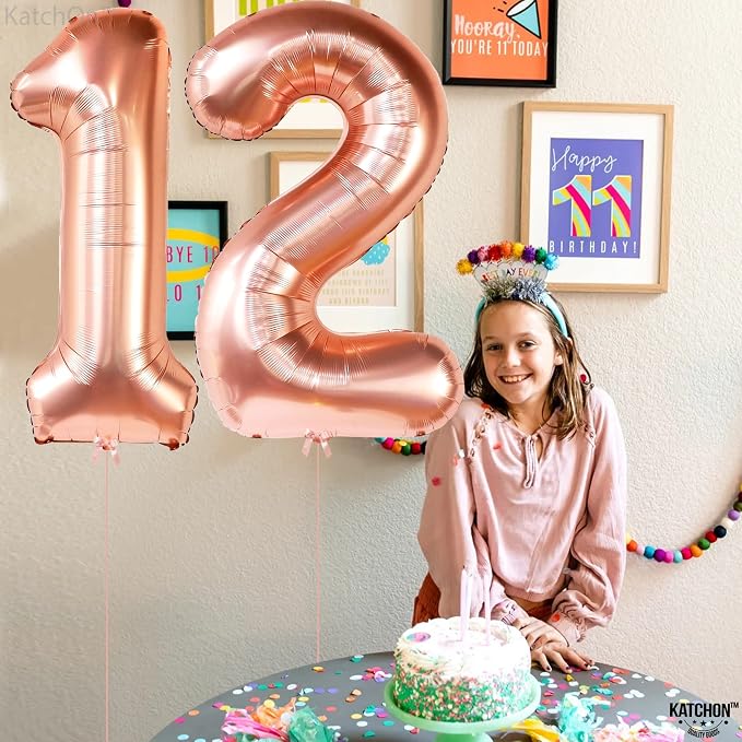 KatchOn, Rose Gold Number 12 Balloon - Image 5