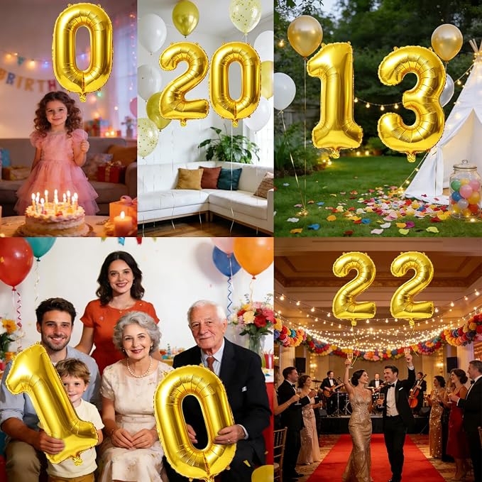 40 Inch Number 13 Balloons for 13th Birthday Party Decorations, 0-100 Gold - Image 7