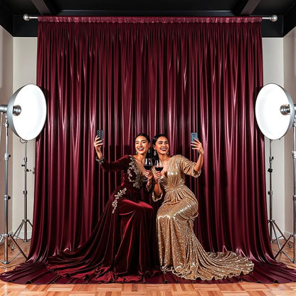 30x10ft Burgundy Glitter Backdrop Curtain - Image 7
