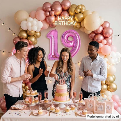 Pink Number 19 Balloon 40 Inch, Sleek Foil Numeral - Image 7