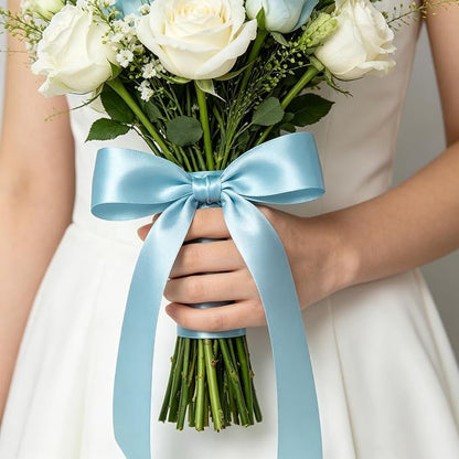 30Yards 1In Lake Blue Satin Ribbon - Image 9