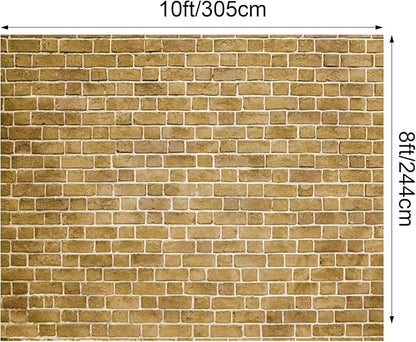 VitalCozy 10x8 ft Yellow Brick Wall Backdrop Fabric Brick Photo Background | - Image 2