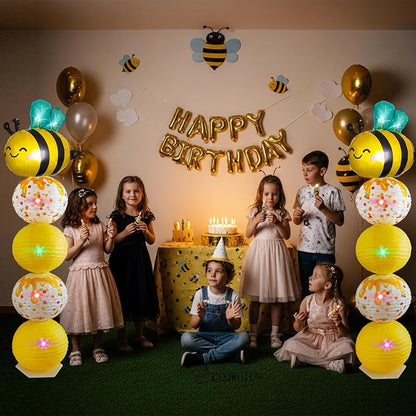 Bee Balloon Stand & Paper Lantern 2 Sets 5.5ft Bees-themed party decoration | - Image 5
