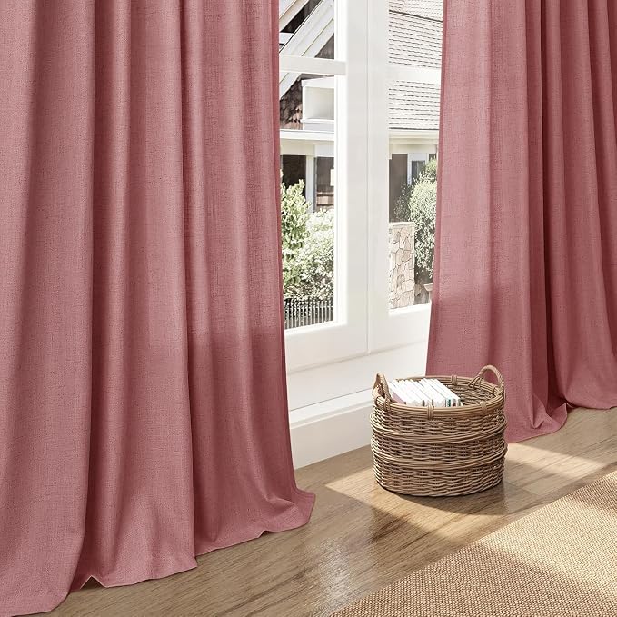 Canyon Rose Linen Curtains 132 Inch Length - Image 5