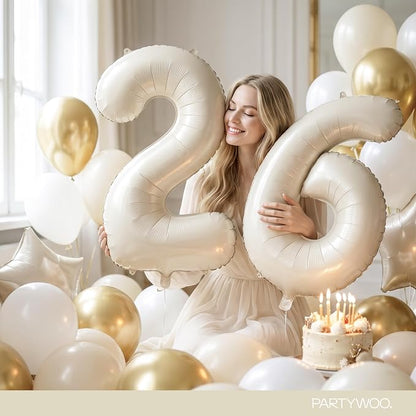 PartyWoo Number Balloons 40 Inch White Number 6 Kit 25pcs - Image 8