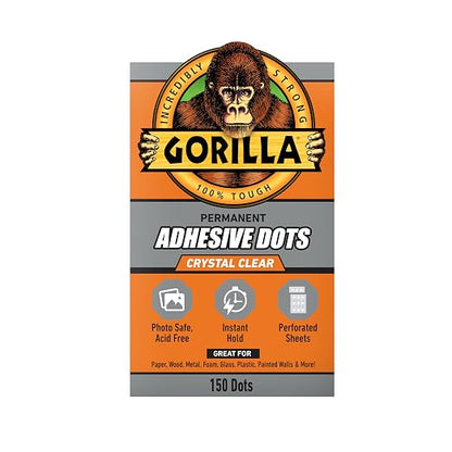 Gorilla Adhesive Dots, Double-Sided, 0.5" Diameter, 150 Pieces | No Mess by Gorilla