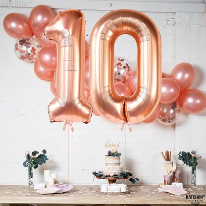 KatchOn Rose Gold 10 Balloon Number 40 Inch, 10th Birthday Decorations | Rose - Image 8