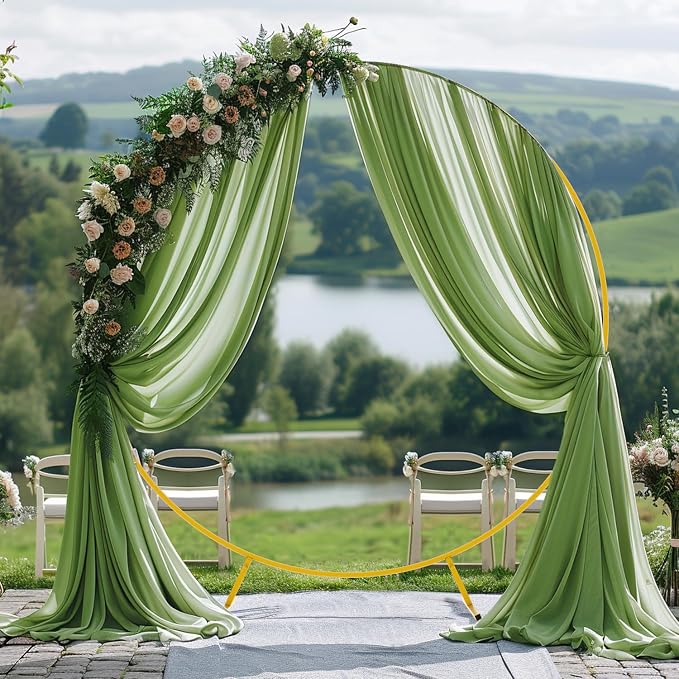 Wedding Arch Draping Fabric Backdrop Drapes 3 Panels, Sage Green | 28.7"x20FT - Image 3