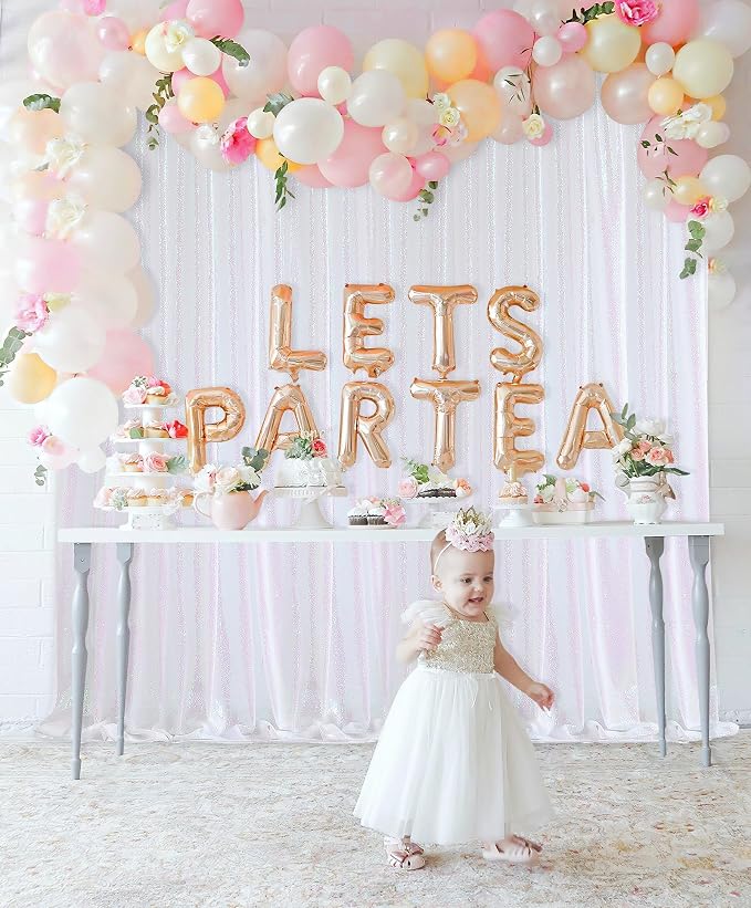 White Iridescent Sequin Backdrop 7ft x 7ft Glitter Photo Booth Backdrop | - Image 4