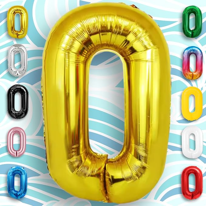 Gold Number Balloon 0 Mylar Foil Balloons 40 inch - Image 2