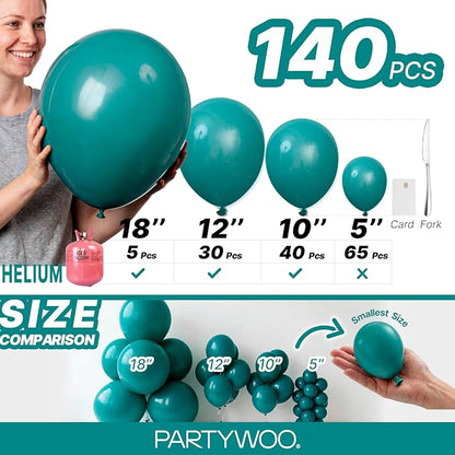 PartyWoo Slate Blue Balloons 140pcs Dusty Blue Boho Neutral Color | 18 12 10 5 - Image 6