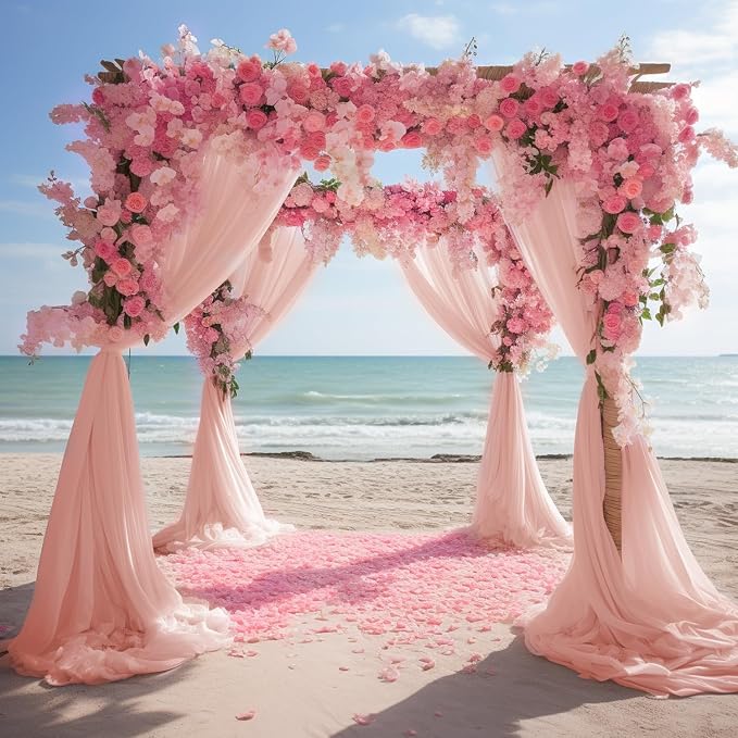 Blush Wedding Arch Draping Fabric Backdrop Drapes Sheer 4 Panels | 28.7"x20FT - Image 7