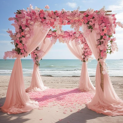 Blush Wedding Arch Draping Fabric Backdrop Drapes Sheer 28.7"x 20FT | Sheer - Image 7