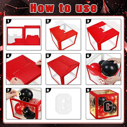 2026 Graduation Decorations Include String LED, Glitter Banner, 4 Red Balloon - Image 4