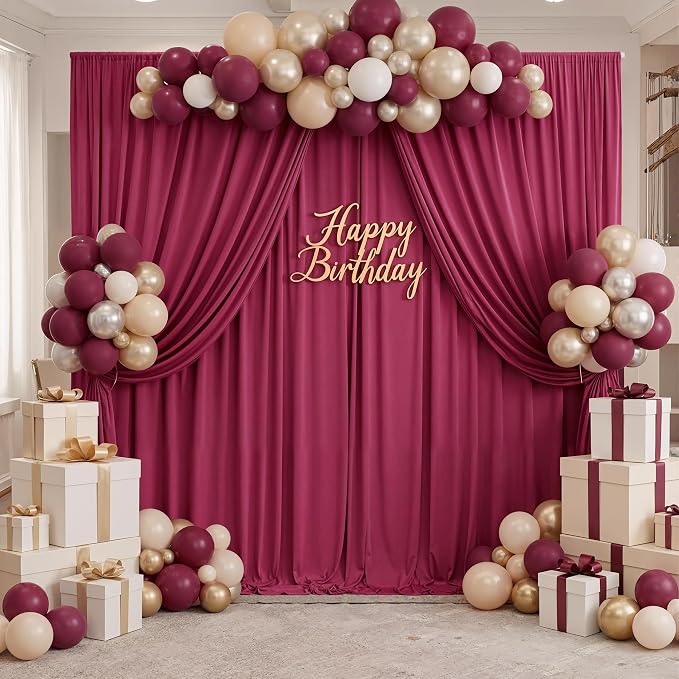 10x8ft Wrinkle Free Burgundy Backdrop Curtain Maroon Backdrop Drapes, Thick - Image 5