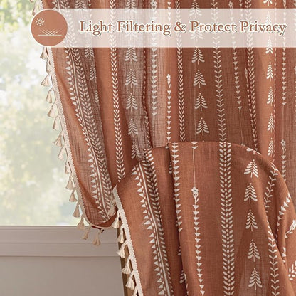 Boho Terracotta Curtains 63 Inch Length - Image 2