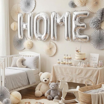 40 Inch Silver HOME Balloons, Large Silver Letter Foil Balloon - Image 4