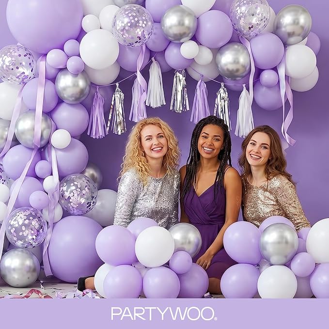 PartyWoo Lavender Balloons 120pcs Light Pastel Purple Lilac Color | 18 12 10 5 - Image 5