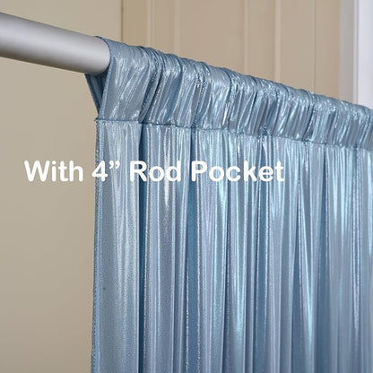 20x10ft Dusty Blue Sequin Backdrop Curtains, Wrinkle Free Glitter Backdrop - Image 3