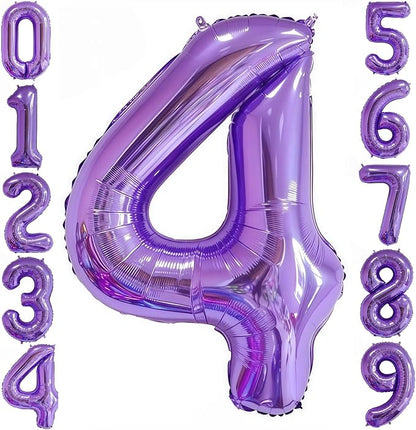 Purple 4 Balloon Number, 40 Inch Number 4 Balloon Big Purple 4 Foil Mylar by BBPOOL