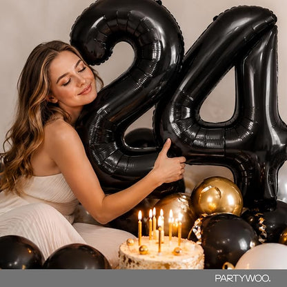PartyWoo Number Balloons 40 Inch Black Number 40 Kit 33pcs - Image 7