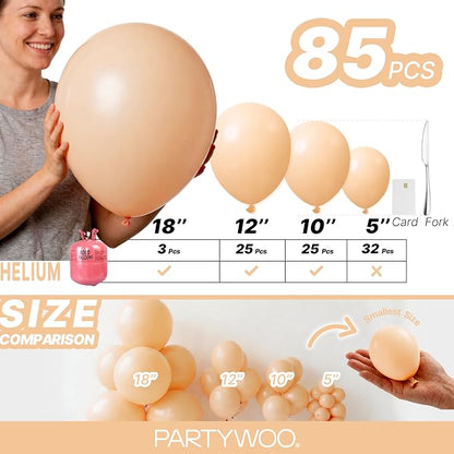 PartyWoo Nude Balloons 85pcs Apricot Boho Fall Color Different Sizes | 18 12 10 - Image 6