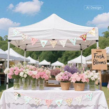 G2PLUS 39Ft Triangle Bunting Banner, Reusable Pink Green Fabric Triangle Flags - Image 8