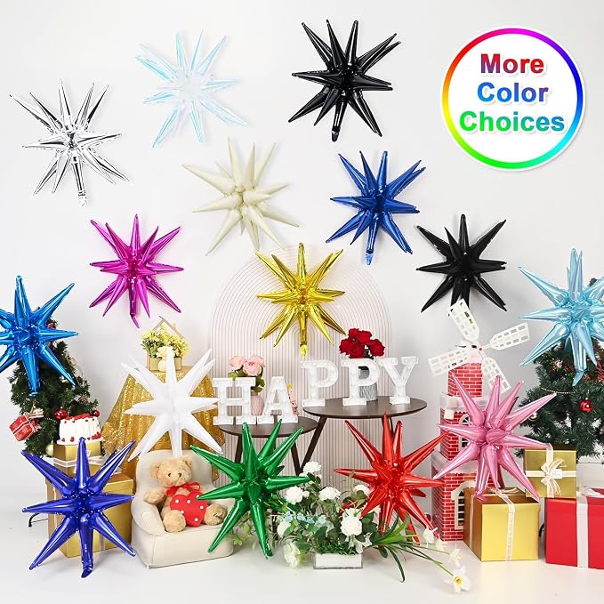9Pcs Blue Star Balloons, Large Explosion Star Foil Balloons, Metallic Blue - Image 7
