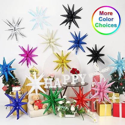 9Pcs Blue Star Balloons, Large Explosion Star Foil Balloons, Metallic Blue - Image 7