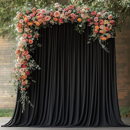 Black Backdrop Curtain for Wedding Parties Backdrop Drapes 10x8FT | Wrinkle by Wokceer