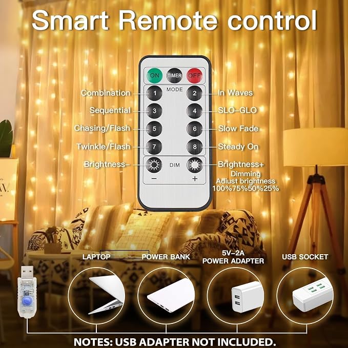 200 LED Curtain Lights Fairy Lights - Image 8