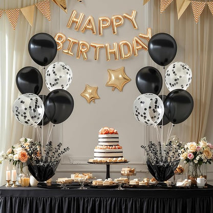 2 Set Black Table Balloons Foil Spray Centerpiece - Image 2