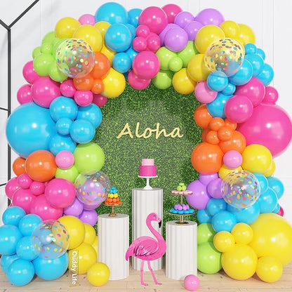 157Pcs Tropical Summer Balloons Arch Garland Kit Different Size | Hot Pink Blue - Image 2