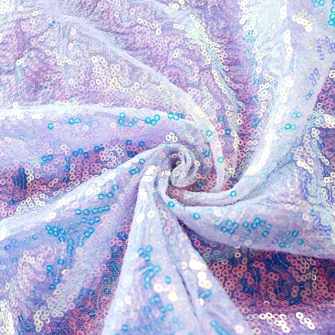 Sugargirl Mermaid Lavender Sequin Backdrop Curtain 2 Panels 2FTx8FT Glitter - Image 5