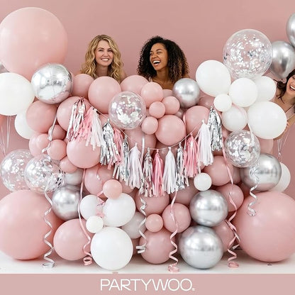 PartyWoo Dusty Pink Balloons 120pcs Lilac Pink Color 18 12 10 5 Inch | 18 12 10 - Image 5