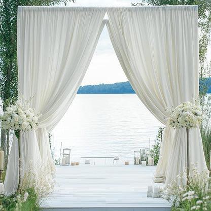 40×14ft Wrinkle Free Ivory Backdrop Curtain, Soft Silky Easy to Drape Cream - Image 3