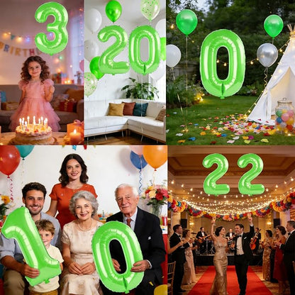40 Inch Number 3 Balloons for 3rd Birthday Party Decorations, 0-100 Fruit Green - Image 7