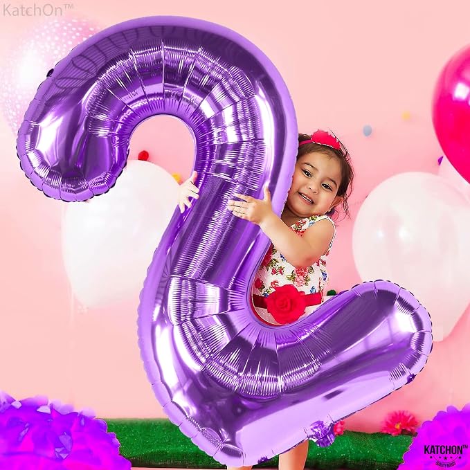 KatchOn Purple Number 2 Balloon 40 Inch 2nd Birthday Decorations - Image 4