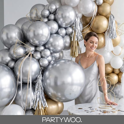 PartyWoo Silver Balloons 127pcs Different Sizes of 36 18 12 10 5 Inch | Balloons - Image 9