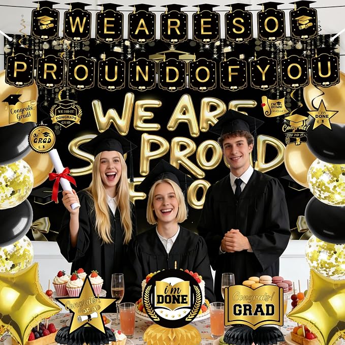 Black Gold We are So Proud of You Decorations, We are So Proud of You Banner - Image 3