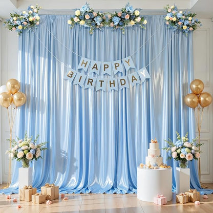 10x10 ft Blue Glitter Backdrop Curtain - Image 3