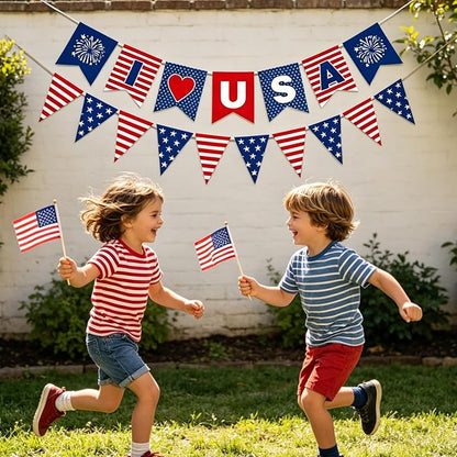 Patriotic Banner 4th of July Decorations, Stars and Stripes Flag Bunting - Image 5