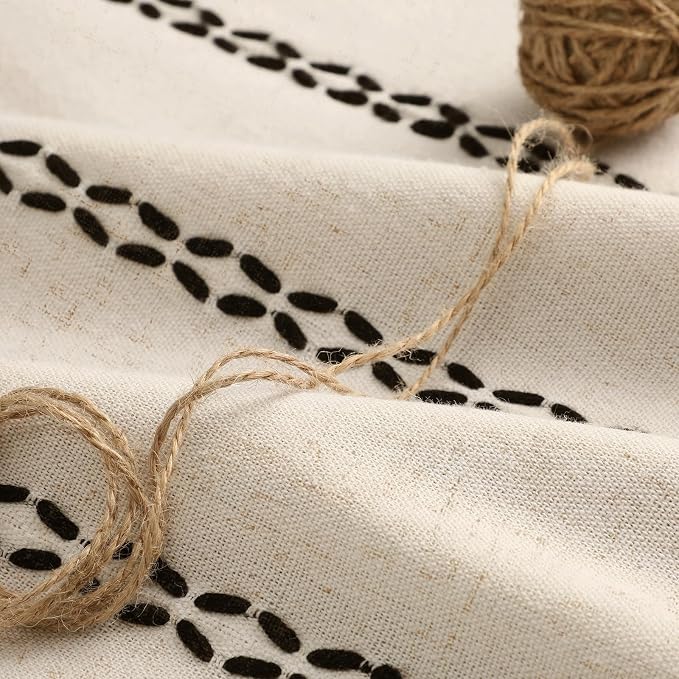 Beige 100% Boho Blackout Curtains 84 Inch 2 Panels - Image 6