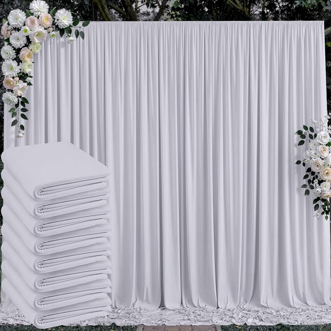40 ft x 10 ft Wrinkle Free Silver Backdrop Curtain by Outpain