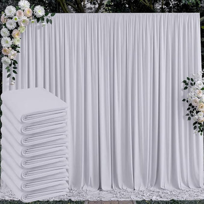 40 ft x 10 ft Wrinkle Free Silver Backdrop Curtain by Outpain